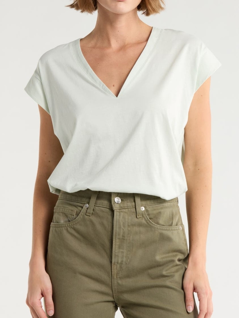 V-Neck Cap Sleeve Women's Top
